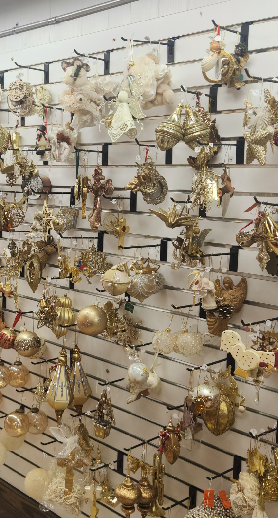 Gold ornaments at KARM Stores Christmas